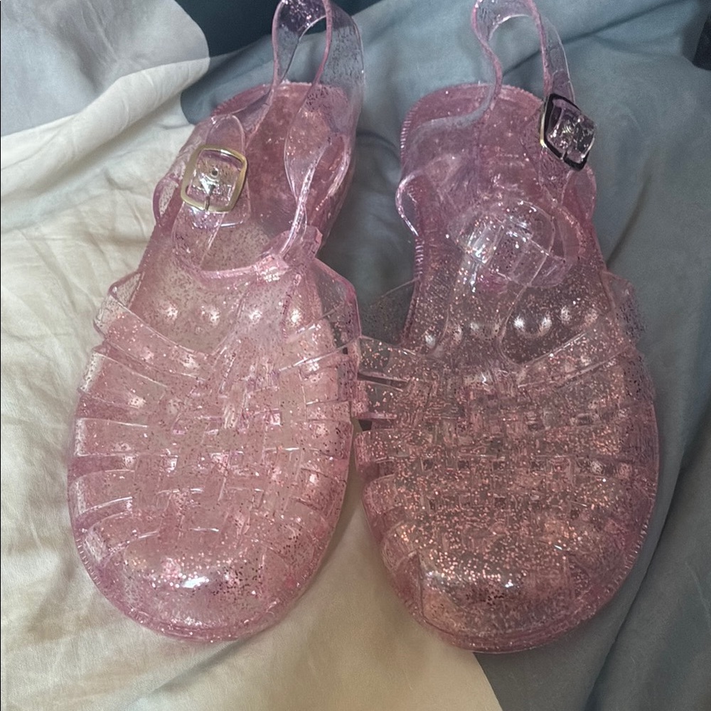 NEVER WORN: Pink Glitter Jelly Sandals